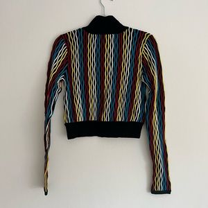 NWT! Diane von Furstenberg Turtleneck Crop Sweater in Bodin Stripe Multi $298
